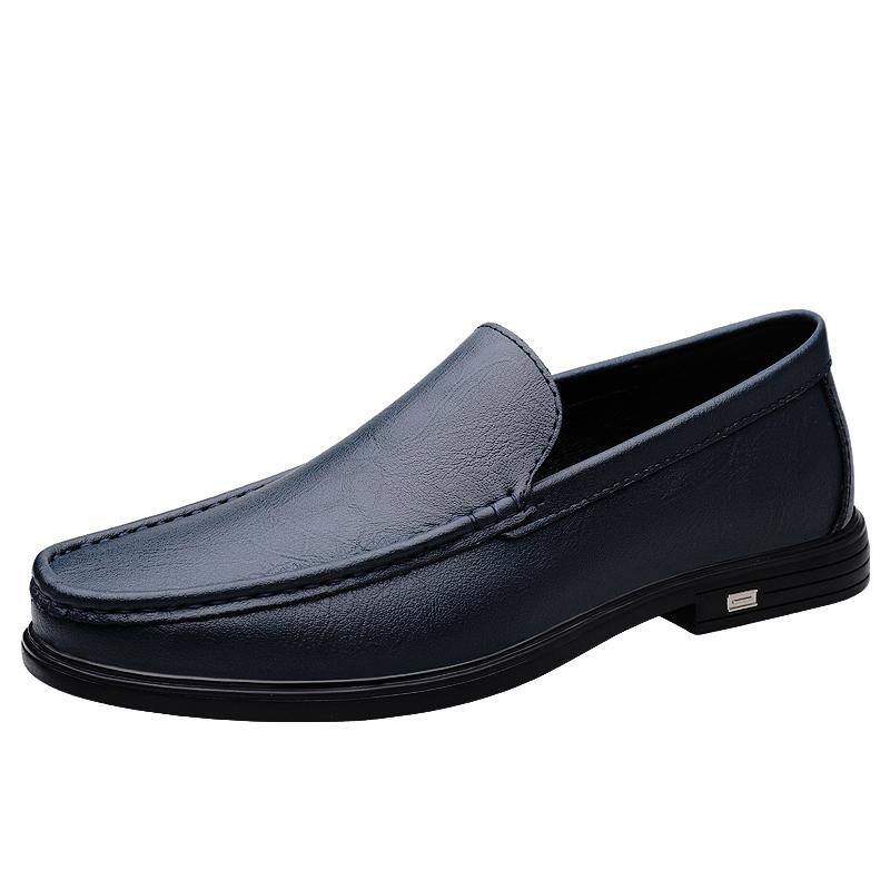 Высококачественная мужская обувь из натуральной кожи, офисные мужские деловые туфли, весна-осень, новые синие мокасины, бесплатная доставка