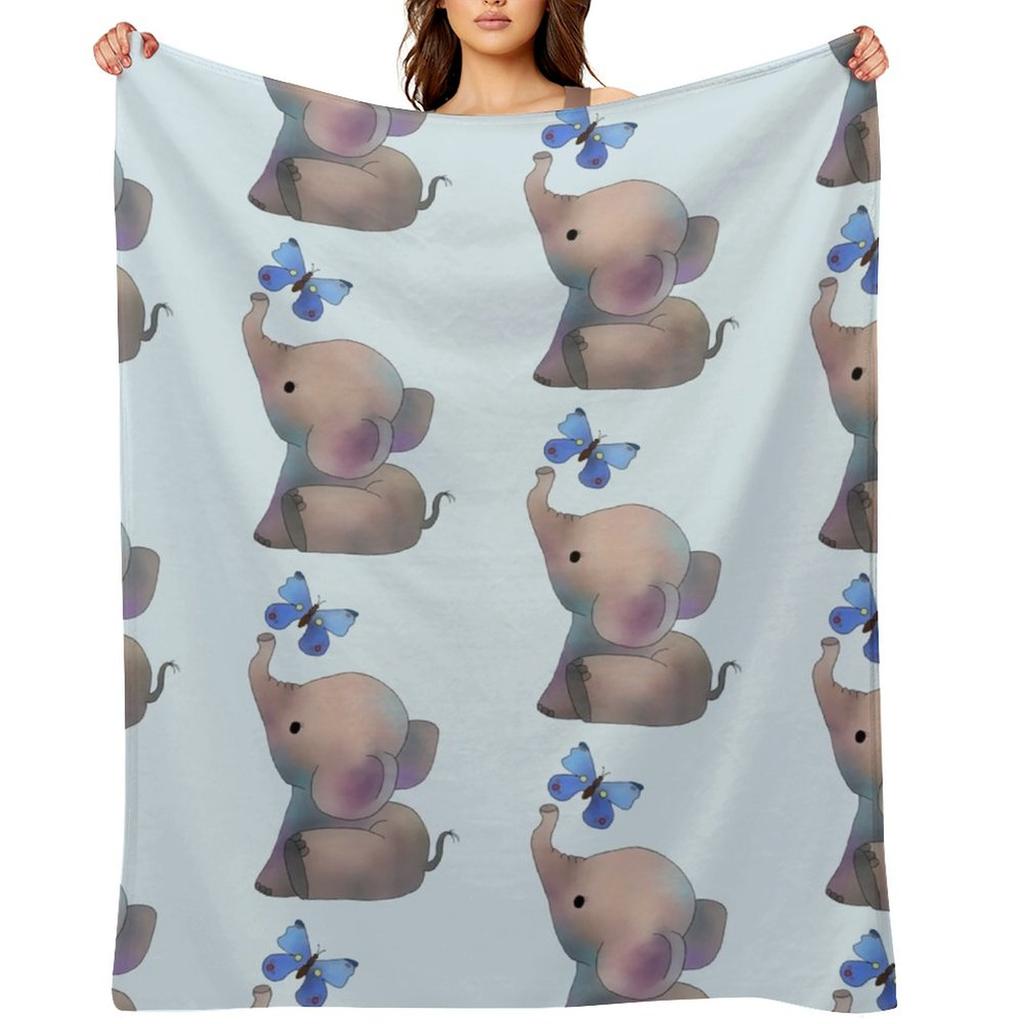 Elephant with a butterfly Throw Blanket Beautifuls blankets ands Furrys Bed linens Blankets