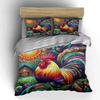 Vibrant mosaic rooster fantasy. Bedding sets Duvet covers Pillowcases(1* Duvet Cover 2* Pillowcases without duvet insert)