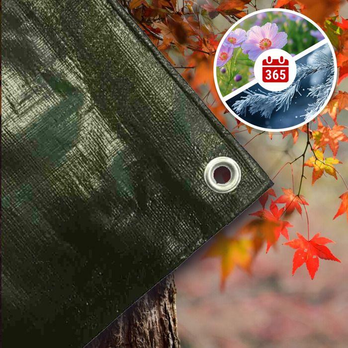 Bâche de protection, bâche étanche 280 g/m², bâche verte 4x8m (32m²)