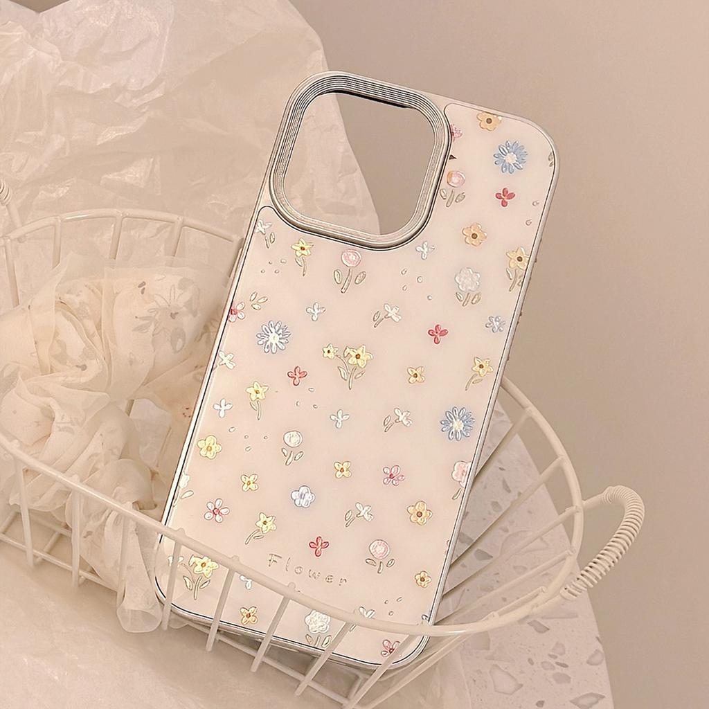 Золотистый чехол для телефона Apple 16 цветов мелкий цветочный 15 Promax подходит для iPhone 14 противоударный 11 стекло 13 жесткий