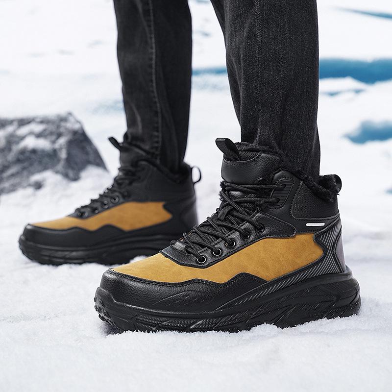 2024 Men's Waterproof Cotton Snow Boots, Winter Warm Velvet Sneakers, Cold-Proof Ankle Boots
