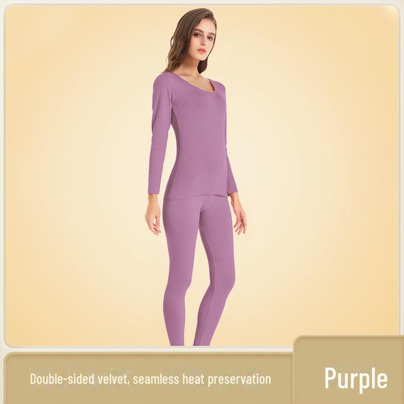 Women's Seamless Thermal Underwear Set - Plus Velvet, Thick Tops & Slim Autumn/Winter Pants