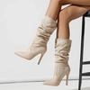 Eilyken New Fashion Wedding Pleat Ankle Boots Women Autumn Winter Concise Pointed Toe Thin High Heels Female  Shoes