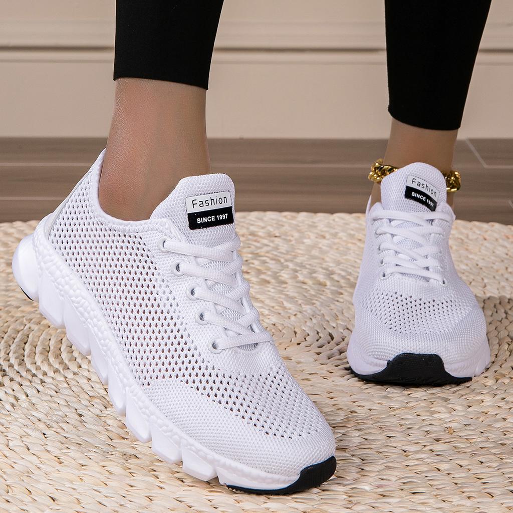 Summer Women's Shoes Hollowed-out Woven Women's Sports Casual Shoes Light Mesh Running Shoes White Shoes