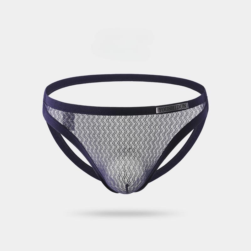 Мужские открытые трусики-стринги с открытой попоной, сетчатые трусы со средней талией, сексуальное однотонное нижнее белье с большими карманами для пениса