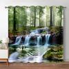 Forest Blackout Curtains Jungle Tree Nature Scenery Window Curtain Living Room Bedroom Waterfall Left and Right Biparting Open