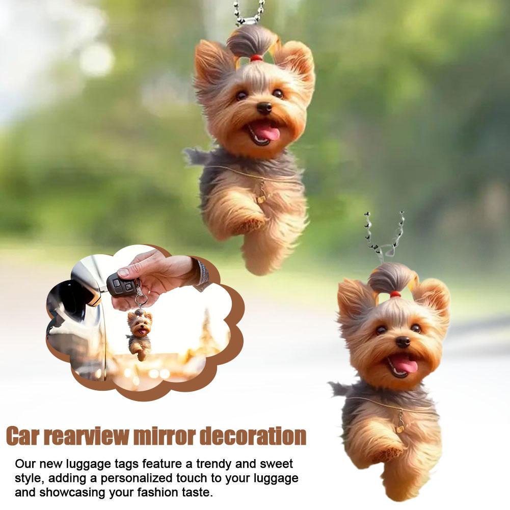 Yorkshire Terrier Dog Acrylic Pendant Hanging Decoration Cartoon Flat Animal Creative Pendant L J0Y9