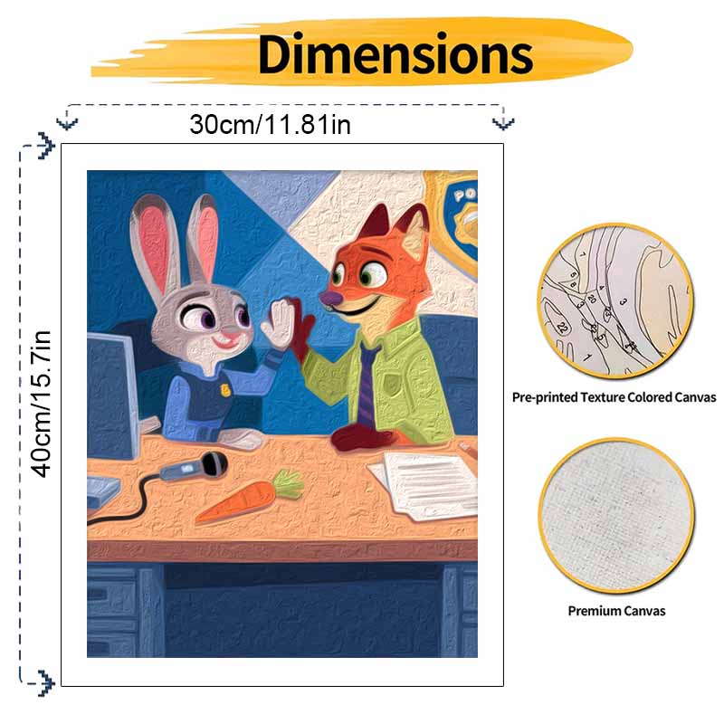 disney zootopia judy and nick digital oil painting hand painting kit diy home decoration. character art wall decor paint by numbers.
