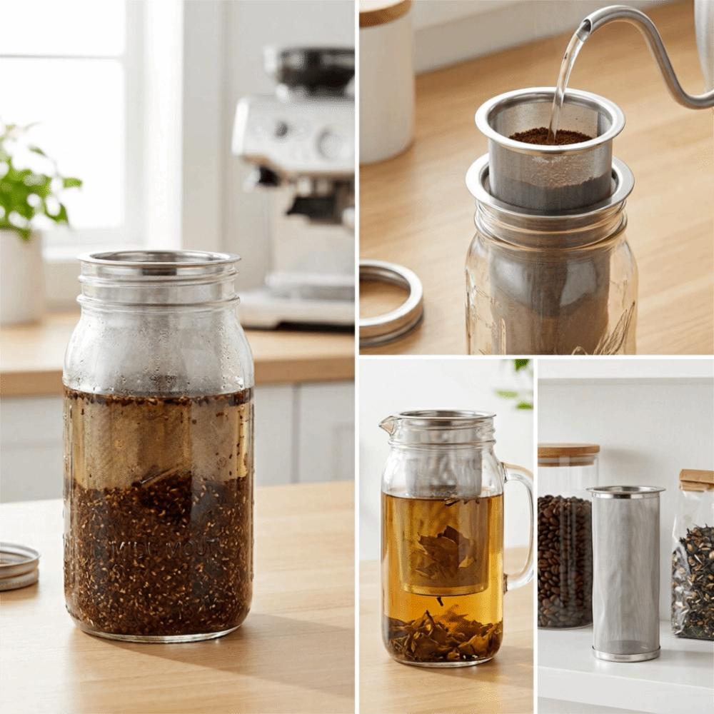 Stainless Steel Cold Brew Coffee Filter Ultra Fine Mesh Wide Mouth Coffee Filter Fruit Infuser
