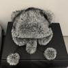 Y2K Winter New Style Fox Fur Bomber Hat with Thickened Earmuffs for Women Paternity Raccoon Ear Caps