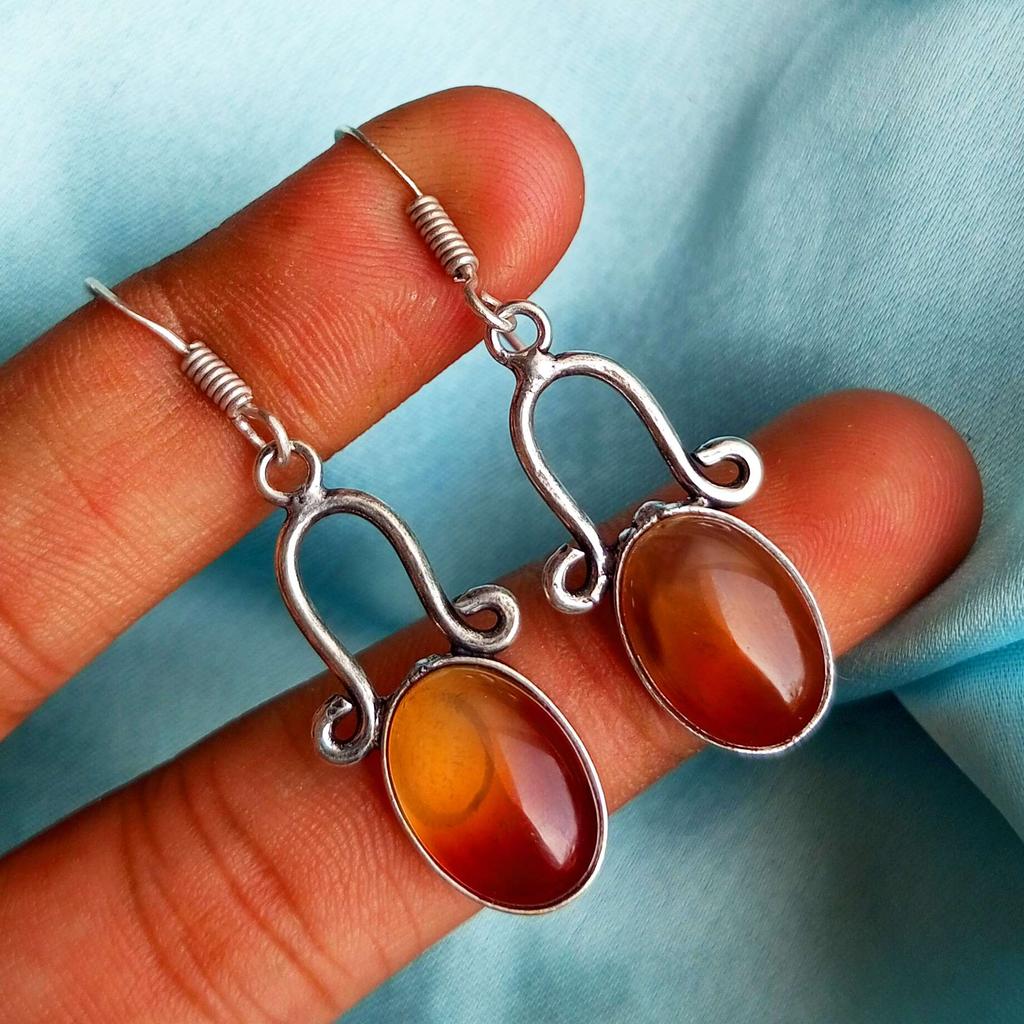 Солнечный камень Драгоценный камень Стерлингового серебра 925 пробы с покрытием для вечеринок Серьги-крючки Ювелирные изделия NST-J2H1858