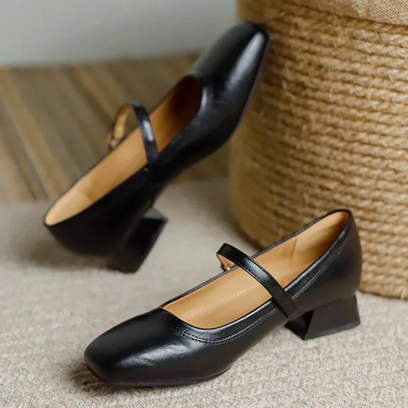 Модные новые туфли Мэри Джейн для женщин, ретро-стиль, квадратный носок, низкий каблук, одинарные туфли, мягкие и удобные балетки, zapatos mujer
