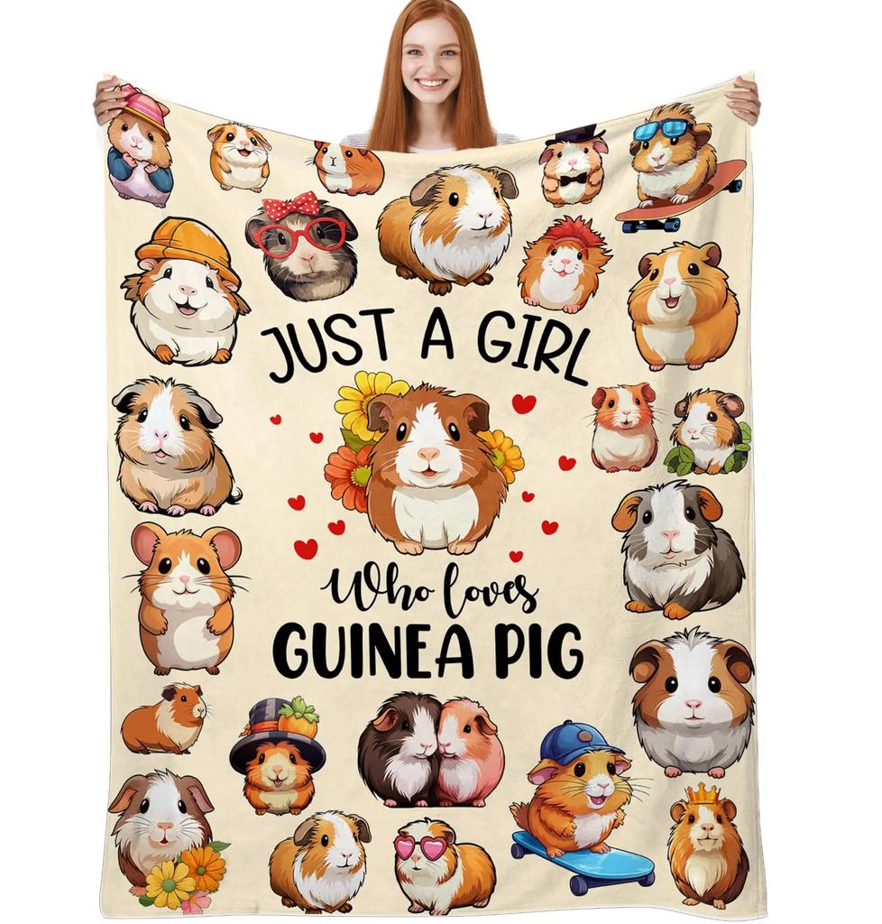 Guinea Pig Blanket Hamster Animal Throw Blankets Plush Cozy Flannel Ultra Soft Fuzzy Funny Party Blanket Gifts for Girls Women