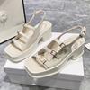Fashion Women's Fashion Chunky Sandals Summer New Square Head Open Toe Metal Buckle Platform Non-slip High Heels