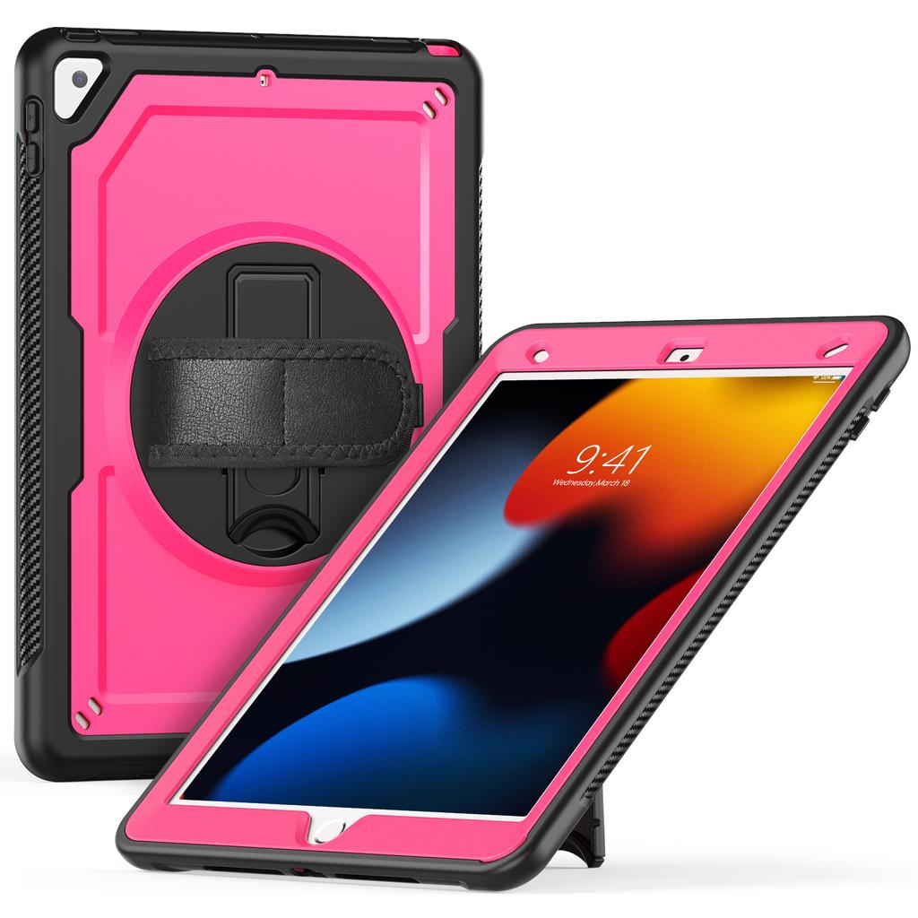 Tablet Case For iPad 10.2 (2021)/(2020)/(2019)/Air 10.5 inch (2019)/Pro 10.5-inch (2017) Kickstand PC TPE Cover with Hand Strap
