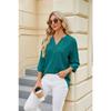 Spring and Summer Women's T-shirt Solid Color V-neck Loose Button Mid-sleeve T-shirt Top