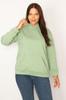 Women's Style Big Size Sweatshirt Large Size Green Hooded Sweatshirt With Kangaroo Pocket And Ribbon Inside