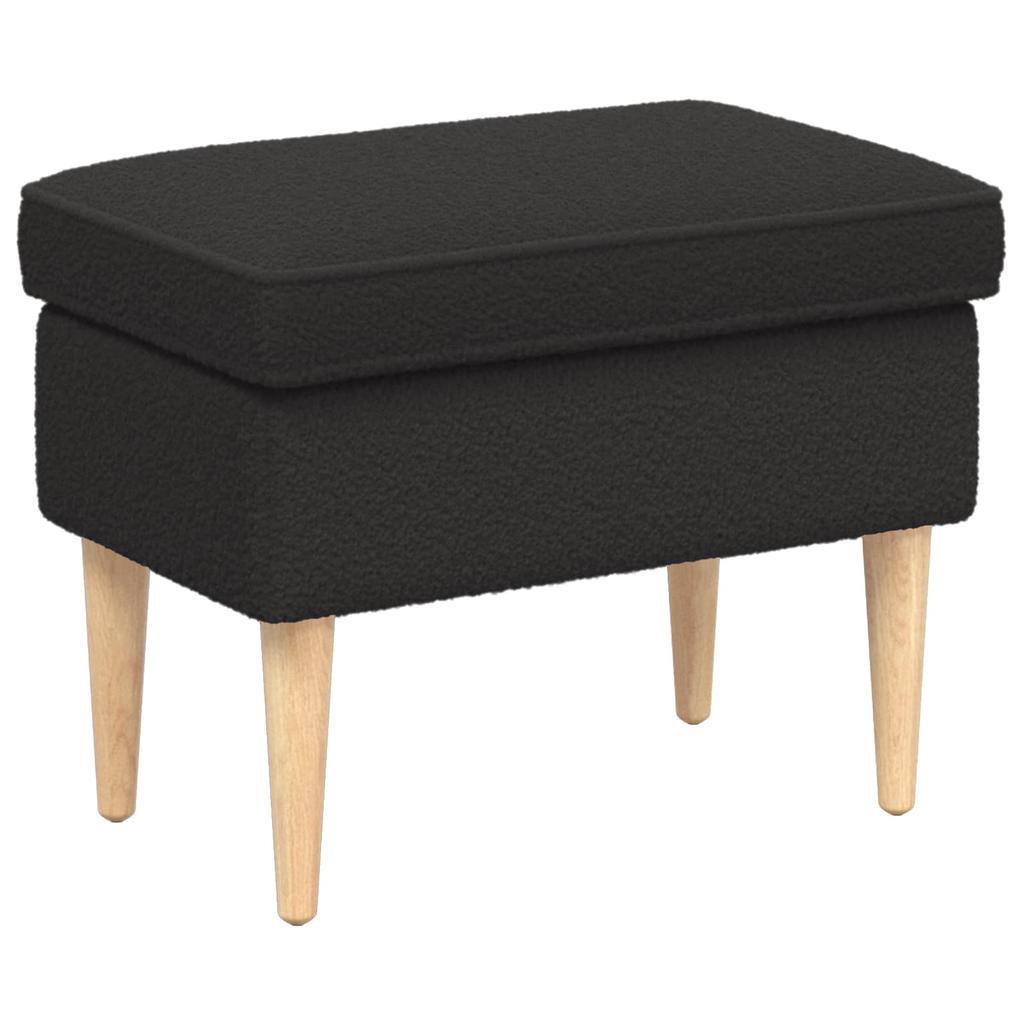Black Footstool 55 x 35 x 41 cm Boucle