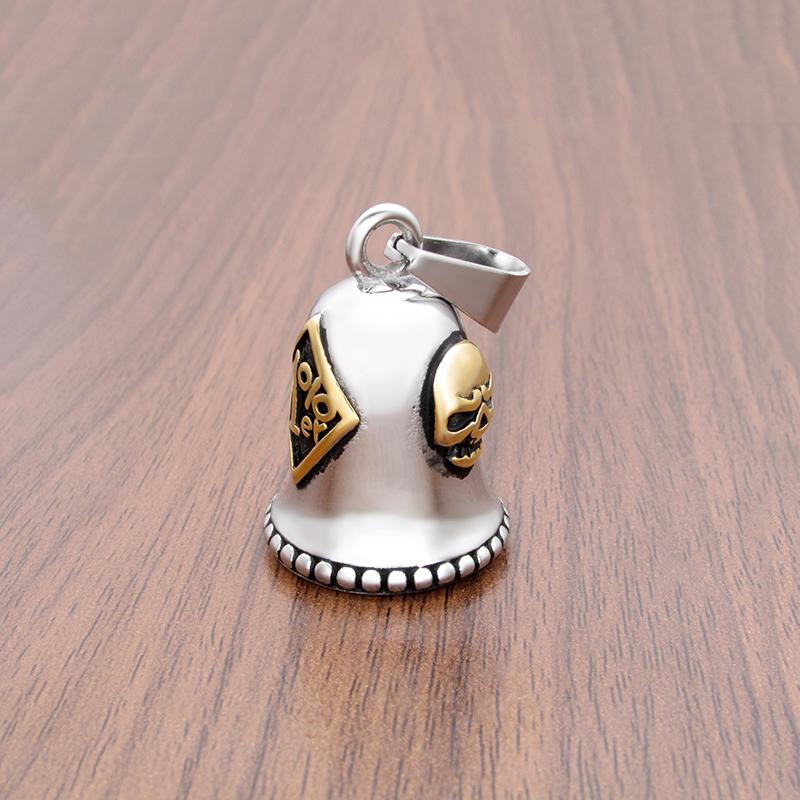 Punk 316L Stainless Steel Silver Color Gold Plated One Percent 1% er Skull Biker Bell Pendant Motorcycle Jewelry