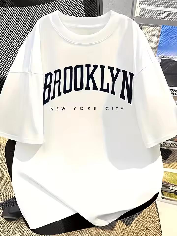 Brooklyn New York City Graphic T-Shirt, Men Women Unisex Tops,Casual Crew Neck Short Sleeve Top, Summer Streetwear Essential
