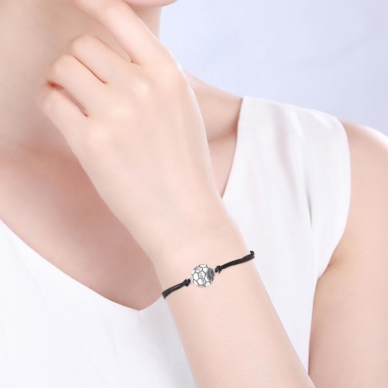 Спортивный браслет с шариками, регулируемый браслет с подвеской в виде баскетбольного мяча, плетеный браслет из шнура с подвеской для девочек, женщин, мужчин