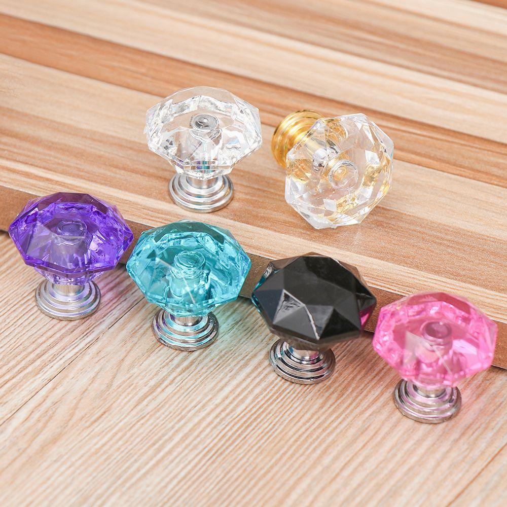 Jewelry Box Colorful Crystal Glass Knobs Door Knobs Cupboard Pulls Diamond Shape Pull Handle