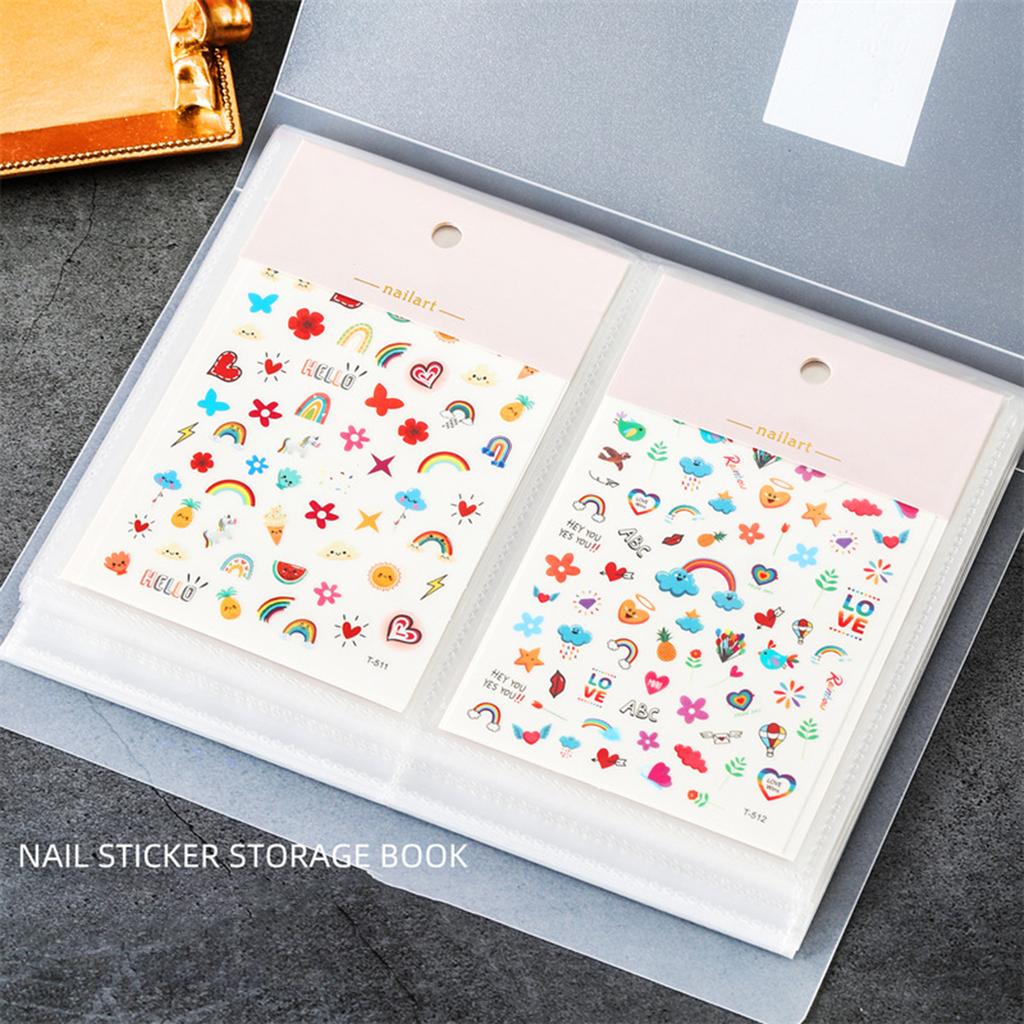Nail Art Sticker Organizer Album Nail 80 Slots Water Decals Empty Storage Holder Plastic Storage BookFor Manicure Decals