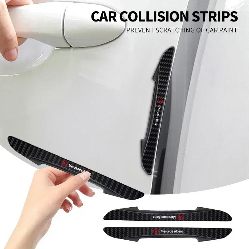 AABIH1 4pcs Car Logo Door Anti-Collision Protective Strip Sticker For Mercedes Benz AMG A B C E S class GLA GLC CLA GLK GLE Accessories