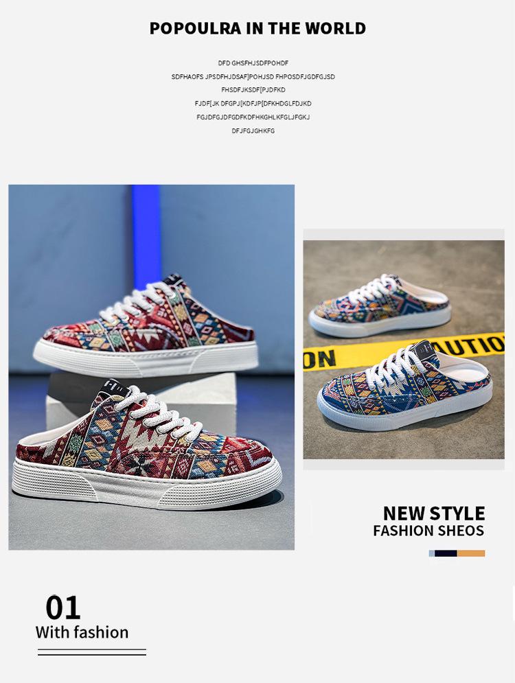 Мужские модные дышащие парусиновые кроссовки-слайдеры - универсальные летние полутапочки