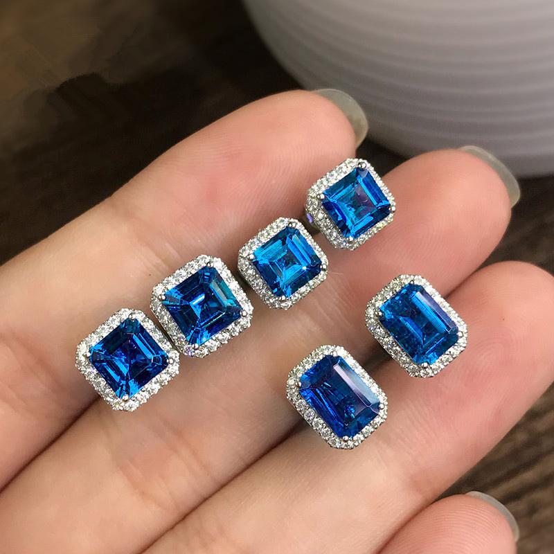 Gorgeous Green Cubic Zirconia Stud Earrings for Women Noble Wedding Party Earring Fine Birthday Gift Lady Fashion Jewelry