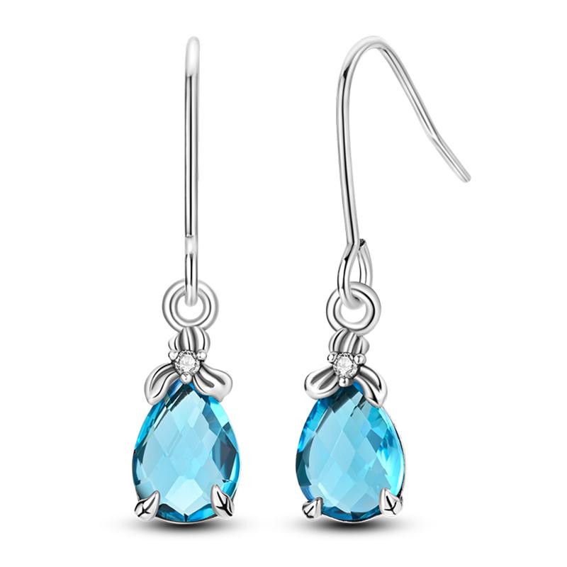 Fashion 925 Silver Color Earrings Blue Zircon Stars Moon Irregularity Earrings For Woman Fine Birthday Jewelry Gifts