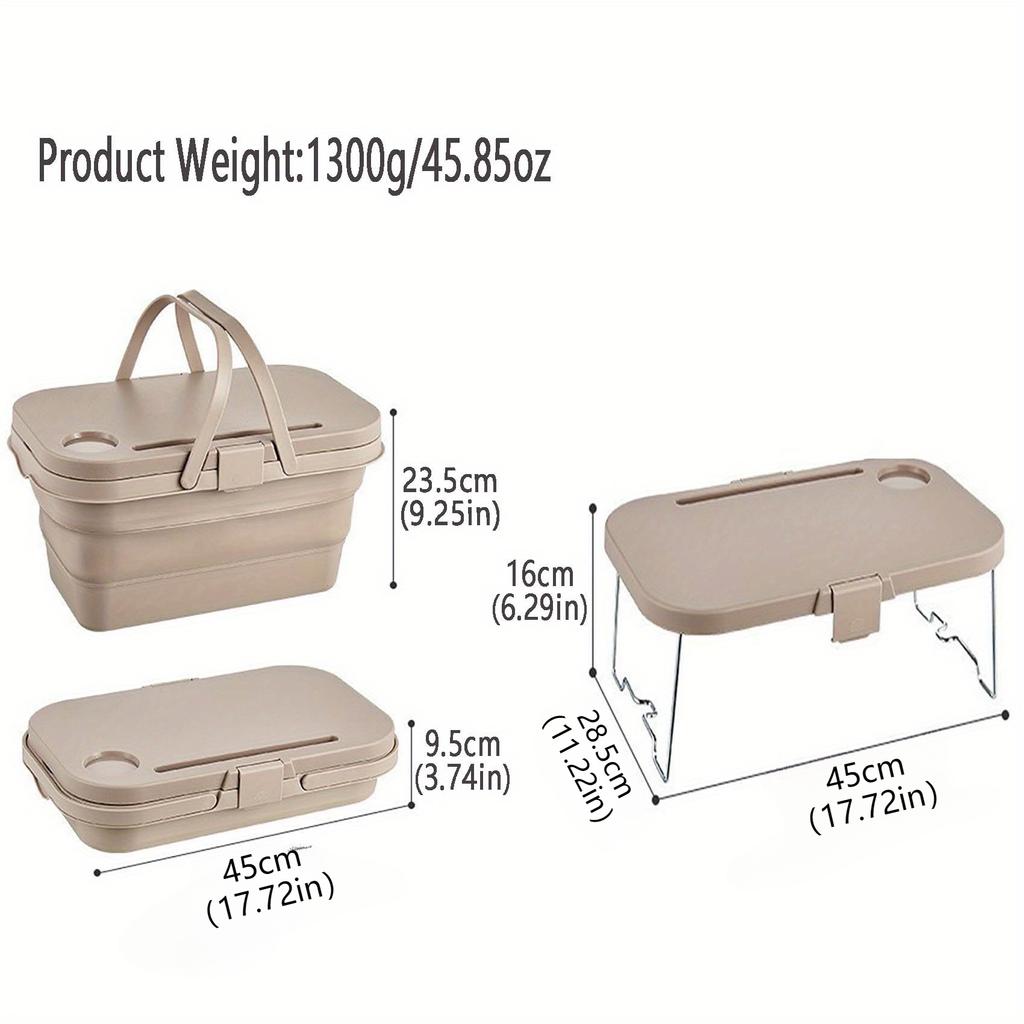 1pc Portable Collapsible Large Capacity Picnic Basket, Collapsible Plastic Storage Basket for Outdoor Party Home Party Barbecue