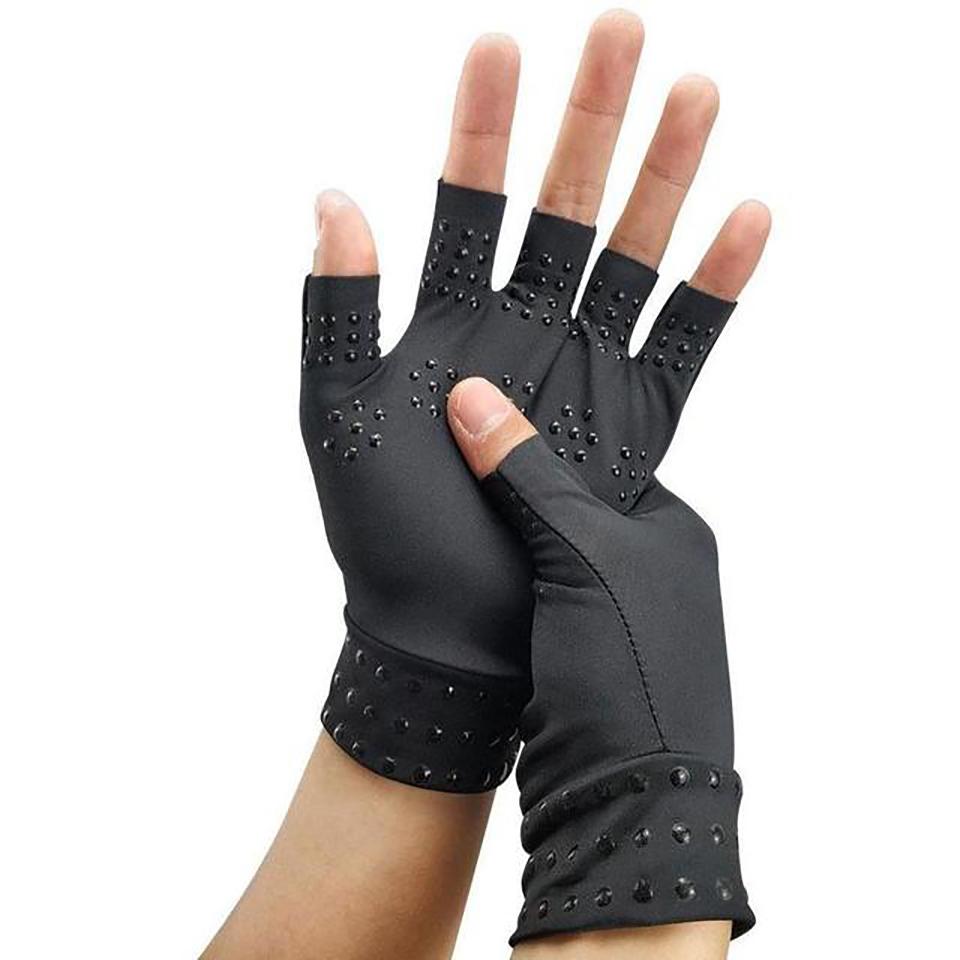 Getinfit Магнитные перчатки с открытыми пальцами, противоскользящие, для фитнеса, езды верхом и реабилитации