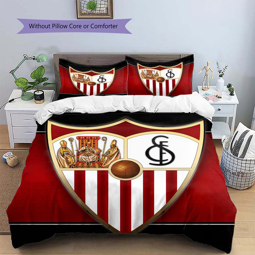Sevilla FC Pattern Bedding Quilt Set Home Decoration Gift (1 * duvet cover + 2 * pillowcase without core)