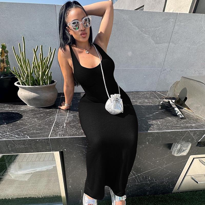 Inwomen сексуальное тонкое платье-майка с U-образным вырезом