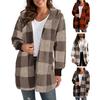 Зимний свитер, пальто с принтом в клетку, с капюшоном, толстый ветрозащитный кардиган с открытой строчкой, верхняя одежда, куртка средней длины из плюша для школьных путешествий