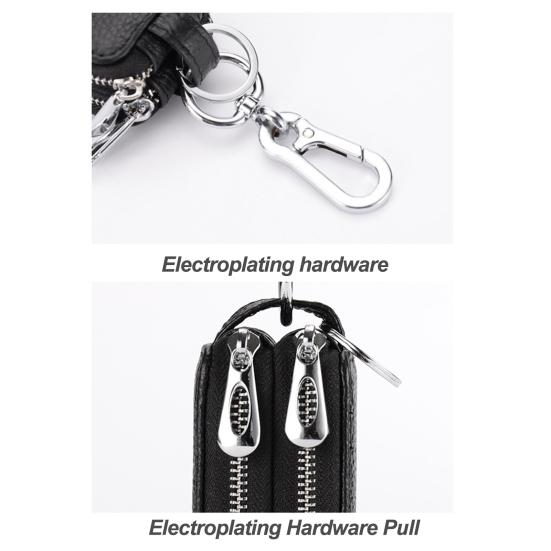 Чехол для ключей от машины из искусственной кожи, брелок с прозрачным окном, металлический крючок, портативный дистанционный брелок, держатель, сумка на молнии, защитная сумка, кошелек