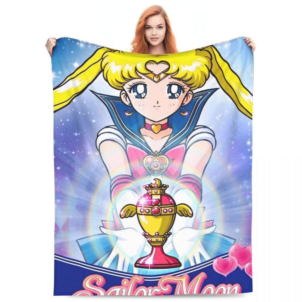 S-Sailor M-Moon Anime Blanket Quality Warm Throw Blanket Winter Picnic Outdoor Comfortable Bedspread