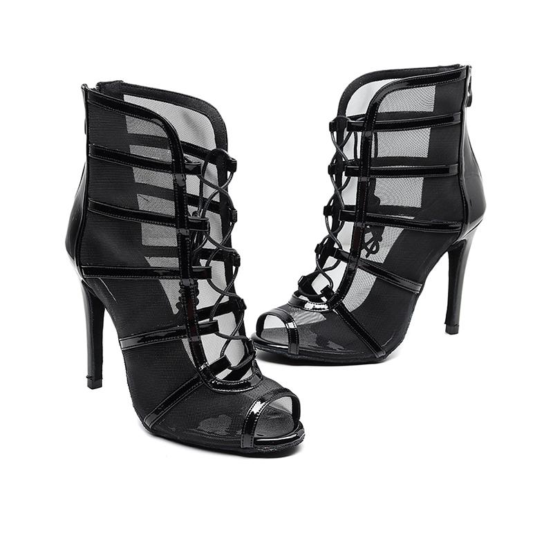 Высокие танцевальные ботинки с открытым носком, женские танцевальные туфли из стальной трубы для латинского джаза, танцевальная обувь на высоком каблуке, дышащая удобная обувь на каблуке высотой 10 см