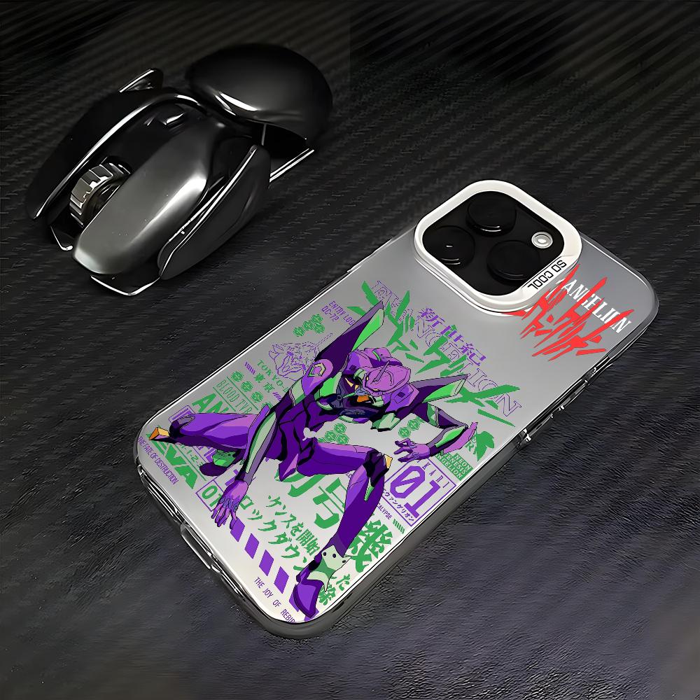 Чехол для телефона Anime E-Evangelion Eva-01 для iPhone 16 15 14 13 12 11 Pro Max Белый Матовый Лазерный Металлик Аврора Funda