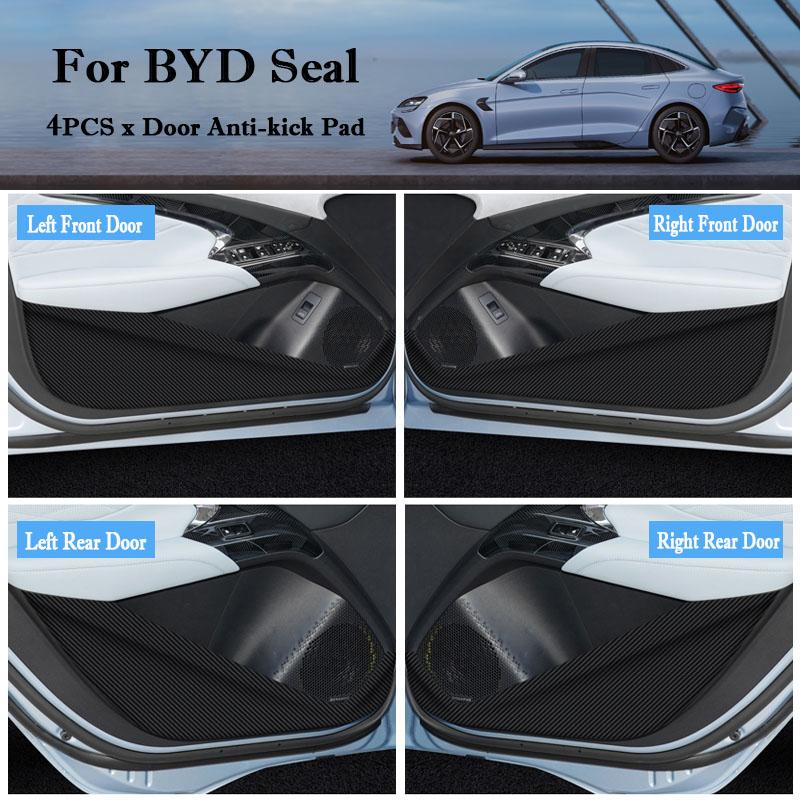 4PCS Carbon fiber texture Door Door Anti-dirty Anti-kick Pad Cover Sticker for BYD Seagull Dolphin Seal 2024 Accessories