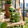 Weather Resistant Flower Containers Funny Alien Planter, Resin Pot, Decorative Plant Unique Yard Art Ornaments Pot for Succulents, Cactus, Sci-fi