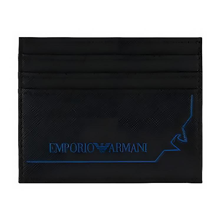 Emporio Armani Мужской держатель для карт из ПУ с принтом логотипа, аксессуары, черный YEM320-731E8-0001