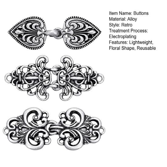 3 Pcs Shawl Collar Clip Buttons Retro Design Sweater Cardigan Clips Electroplated 3 Styles Shawl