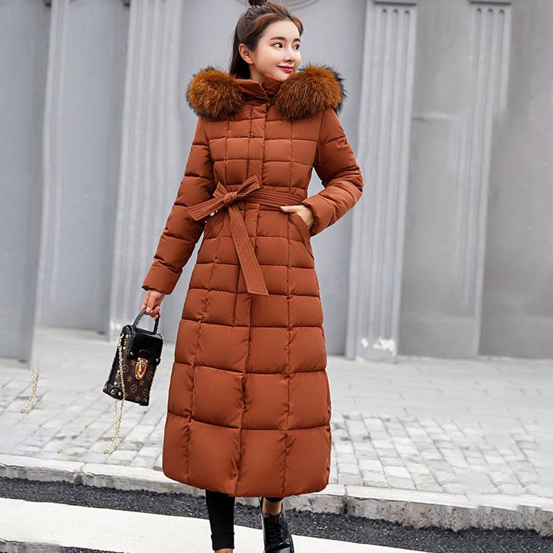 Down Padded Jacket Women's Long Parkas Winter Clothing Korean Slim Over-the-knee Thickened Down Jacket Cotton Jacket