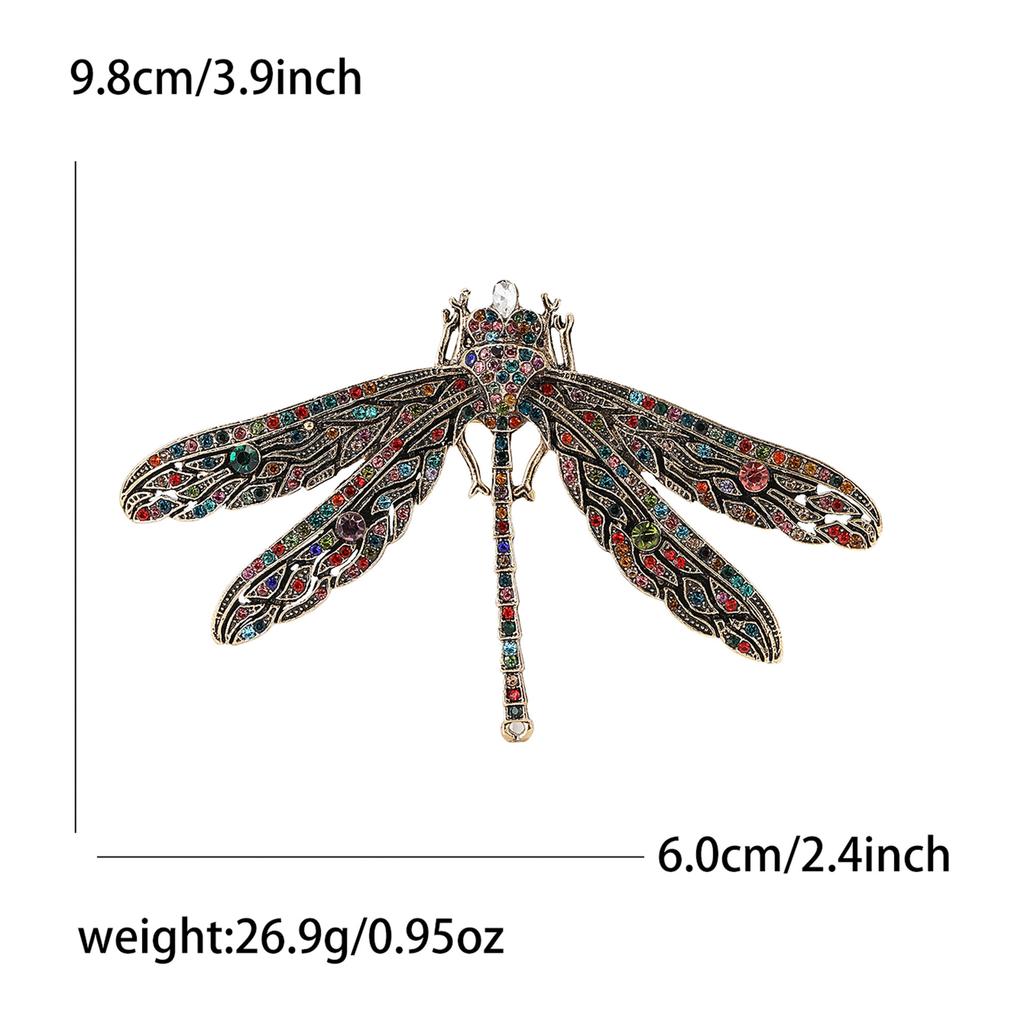 Light Luxury Retro Alloy Rhinestone Dragonfly Brooch Exquisite And Versatile Women'S Suit Cardigan Corsage Jewelry Pin