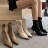 Fashion Designer Pointed Toe Slim Women Ankle Boots Fashion Elegant Dancing Party Prom Shoes High Heel Women's Short Booties
