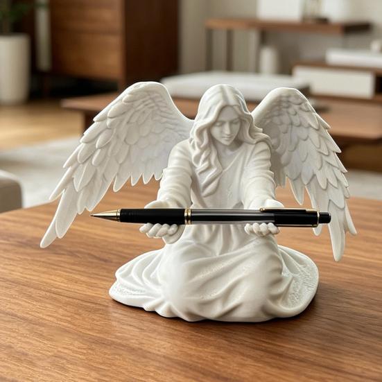 Ангел Держатель для ручек на стол 3D-печатная статуэтка ангела Стенд для демонстрации карандашей Декоративный органайзер для дома Офиса Спальни Гостиной Настольный декор