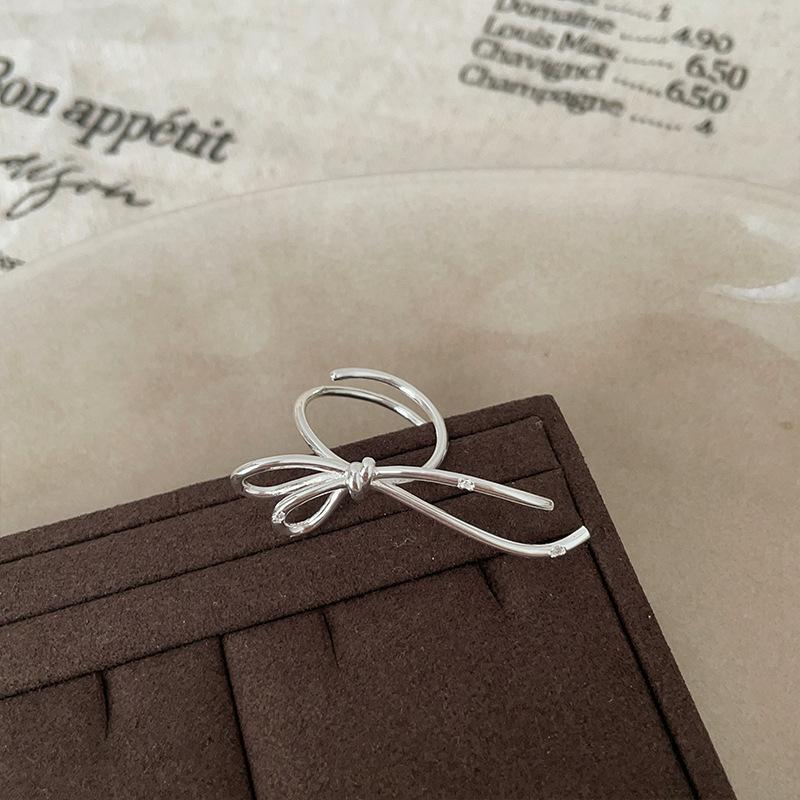 Niche Design Sense Irregular Line Bow Open Ring Women'S Personality Fashion Trend Versatile Ring Ring